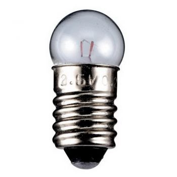 10x Glühlampe, Kleinlampe kugelförmig; E10; 12V DC, 200 mA, 2,4 W; Taschenlampe