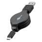 Preview: Ausziehbares Micro USB Ladekabel; 1,0 m; Flachkabel; Kompaktgehäuse