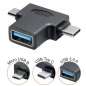 Mobile Preview: USB Kombi OTG Adapter USB-A Buchse auf USB Micro-B Stecker und USB-C Stecker
