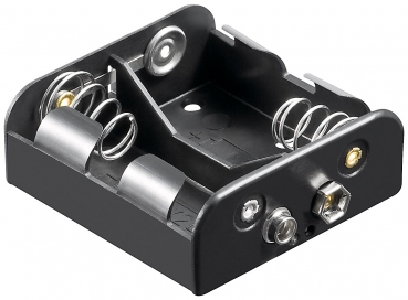Batteriehalter, Akku-Halter für 2x Baby C (LR14), mit Druckknopfanschluss