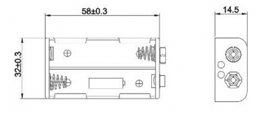 Batteriehalter, Akku-Halter für 2x Mignon AA (LR6), mit Druckknopfanschluss