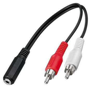Cinch - Klinke Adapter -Kabel 20 cm | 2x Cinch Stecker zu 1x Klinke Buchse 3,5mm