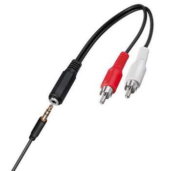 Cinch - Klinke Adapter -Kabel 20 cm | 2x Cinch Stecker zu 1x Klinke Buchse 3,5mm