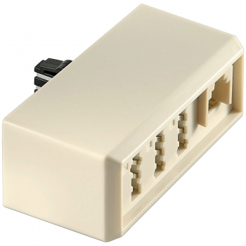 Telefon Adapter-Verteiler TAE F Stecker zu 3x TAE (NFF) + 1x RJ11, RJ14 Buchsen