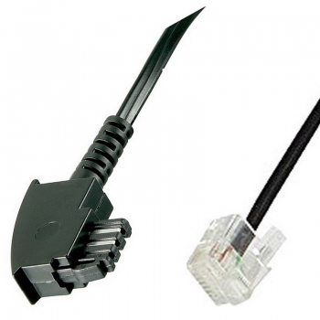 6 m NTBA-Splitter Kabel; TAE F auf RJ11 DEC Stecker, versetzte Nase; DSL, IP