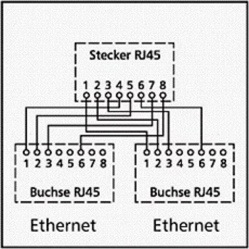 Netzwerk Splitter; Verteiler 2-fach; Cat 5 [Portdoppler, Y-Adapter] LAN Ethernet