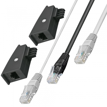 3 m DSL/Telefon Y-Kabel für Fritzbox inkl. 2x TAE F Adapter 1/8 und 4/5 Belegung