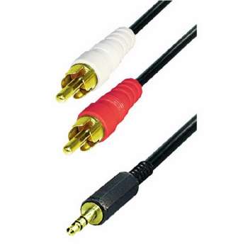 Klinke - Cinch Adapter - Kabel 1,5 m, vergoldet, 1x Klinke zu 2x Cinch
