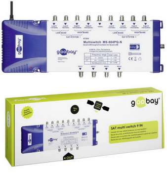 Goobay 9/4 Multischalter 4 Anschlüsse + 2x Quattro LNB 0.1 dB; HDTV, UltraHD