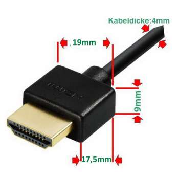 3,0 m HDMI Kompakt-Kabel, extra dünn, kurze Stecker, High Speed, UHD, 4K / 60Hz