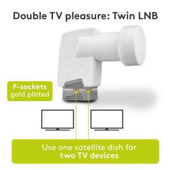 Goobay Twin LNB 0,1dB, 2 Teilnehmer, mit LTE Filter, LMB, Kopf, Auge