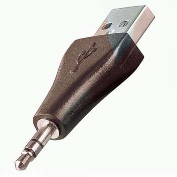 USB - Klinke Aux Adapter : USB A Stecker an 3,5mm Stecker stereo, 3-polig