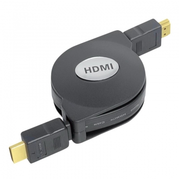 1,0 m HDMI High Speed Kabel in Kabelbox mit Rückspulung, ausziehbar, HDMI 2.0