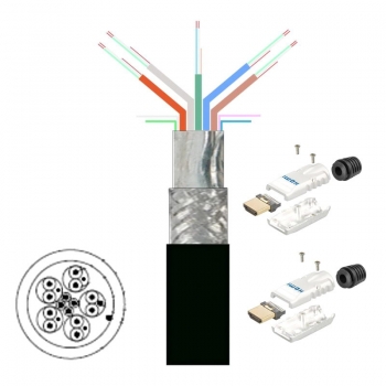 30 m HDMI Verlege-Kabel mit 2 HDMI Steckern; Meterware zur Selbstmontage