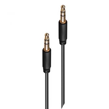 1 m Klinke Aux Kabel Stereo; 2x 3,5 mm Stecker; 100% Kupfer, dünn und weich