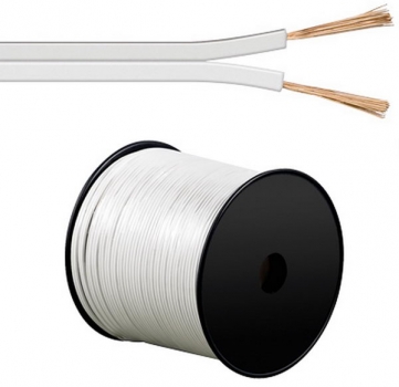 100 m Lautsprecher-Kabel 2x 1,5 mm² weiss; Boxenkabel; %100 CCA Kupfer [€0,30/m]