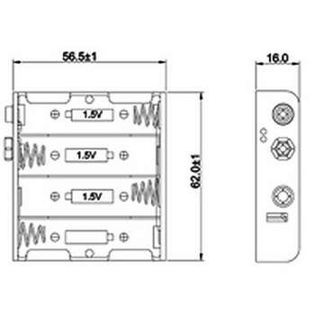 Batteriehalter, Akkuhalter flach 4x Mignon AA mit Druckknopf [Batteriefach]