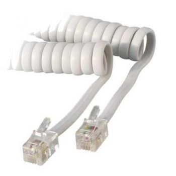 2 m Telefonhörer Kabel Spiralkabel universal; weiss; auch für IP Telefonie, VoIP
