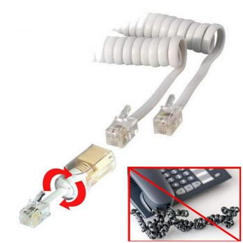 2 m Telefonhörer Kabel Spiralkabel universal mit Flex-Verdrehschutz; auch VoIP