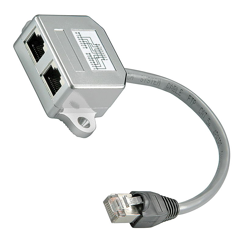 Y-Adapter, Verteiler, Splitter: 1x Ethernet LAN, Netzwerk + 1x ISDN, RJ45  von Satelliten Markt Köln