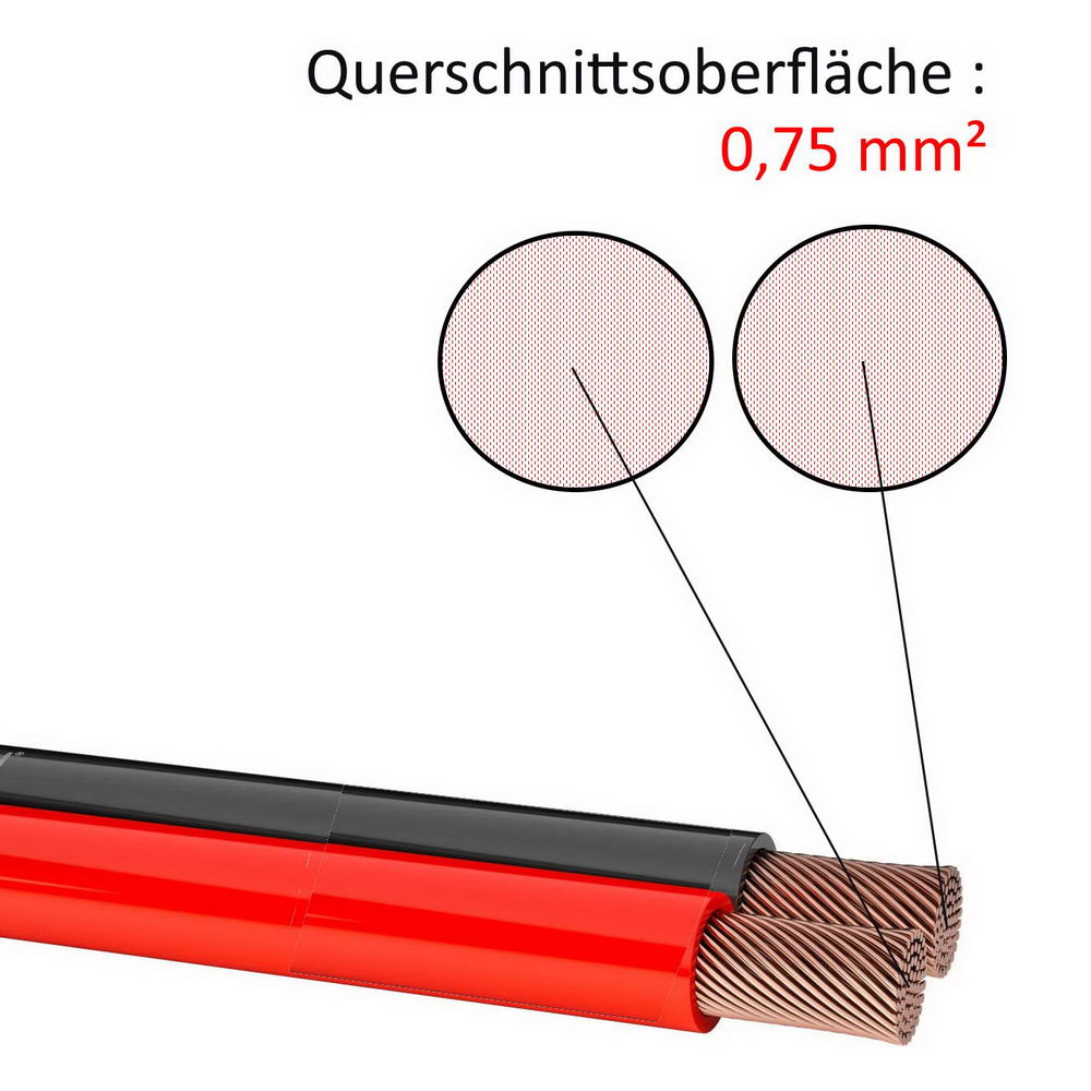 conecto 10m Lautsprecherkabel Lautsprecher Boxen Kabel 2x1,5mm² CCA rot/schwarz 