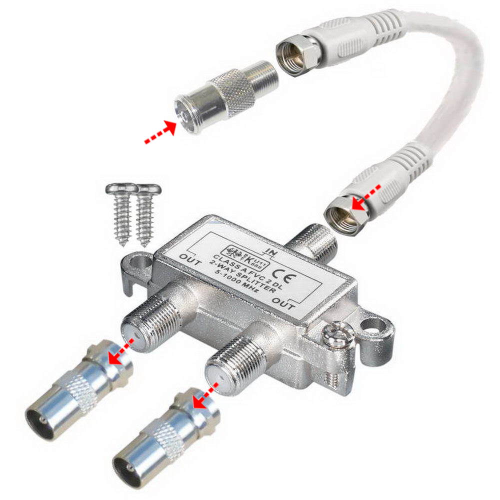 3fach IEC TV Verteiler Antennenverteiler Kabel TV Adapter Kabel Kabelfernsehen 