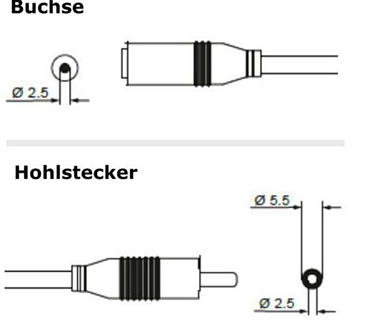 DC-Kabel mit Hohlsteckerbuchse Ø 5,5/2,5 mm Länge 100 cm #1200_1 