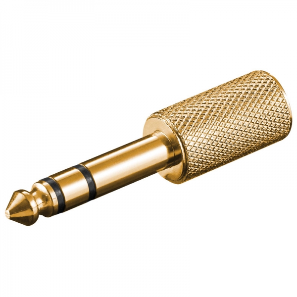 Klinke-Adapter Stereo, 6,35 mm Klinken Stecker auf 3,5 mm Kupplung, vergoldet