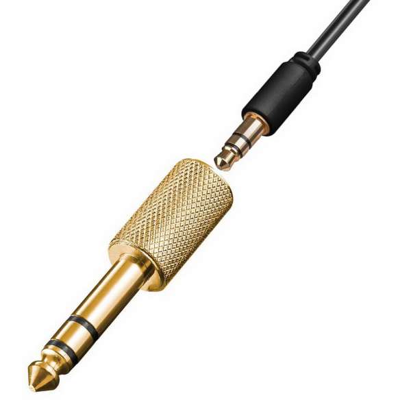 Klinke-Adapter Stereo, 6,35 mm Klinken Stecker auf 3,5 mm Kupplung, vergoldet