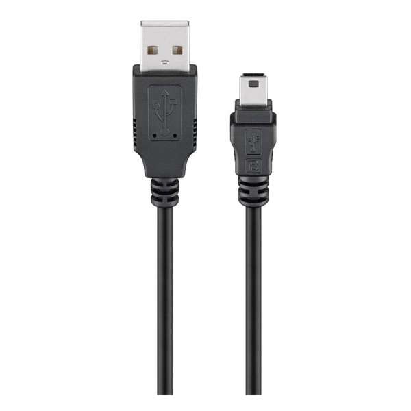 5,0 m USB Mini B Adapterkabel; A Stecker zu Mini B Stecker 5 Pin; 100% Kupfer