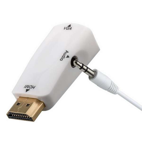 HDMI zu VGA Mini Adapter /Konverter mit Audio - Ausgang 3,5 mm und Kabel