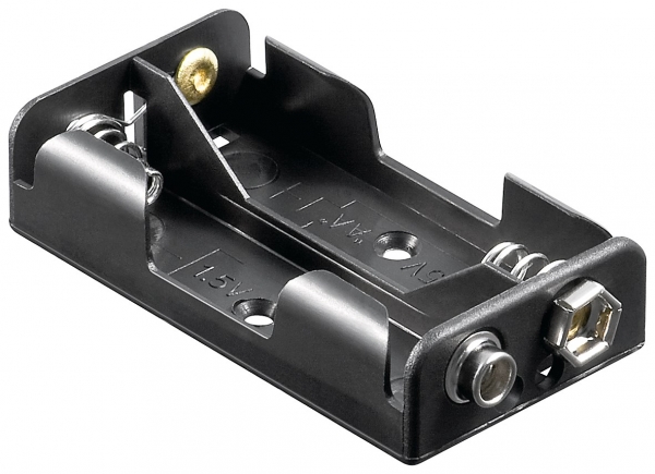 Batteriehalter, Akku-Halter für 2x Mignon AA (LR6), mit Druckknopfanschluss