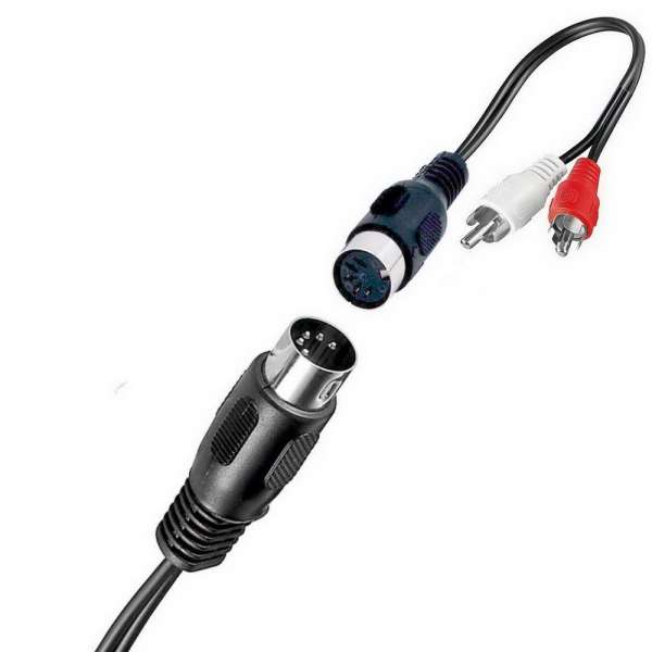 Audio Kabel von 2x Cinch Buchsen OUT zu 5pol DIN Stecker IN 0,2m Adapter 