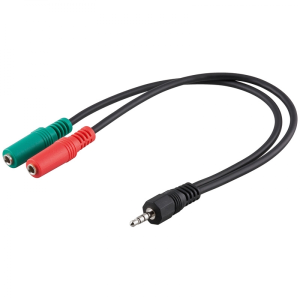 Audio Headset Adapter-Kabel [Aux] 20cm, 4 pol. 3,5mm Stecker; TRRS/CTIA
