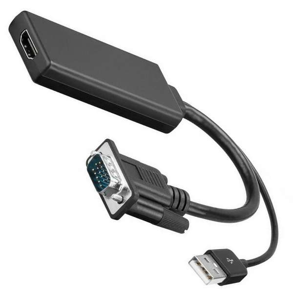 Goobay VGA zu HDMI Adapter-Kabel; Konverter mit Ton/Audio Full HD 1080p