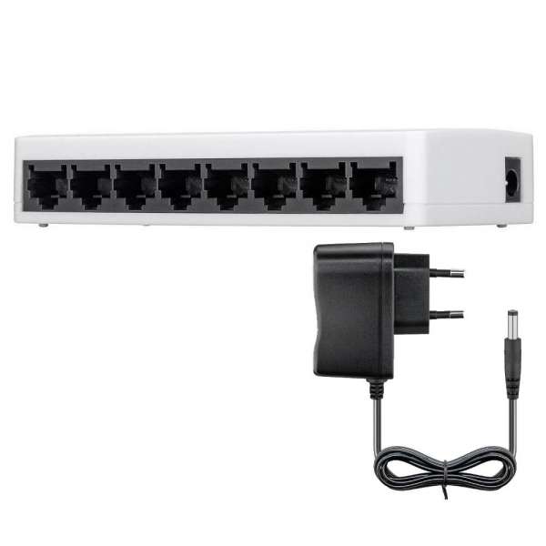 8 Port Netzwerk-Verteiler, Fast Ethernet Switch, 100 Mps, Auto Negotiation