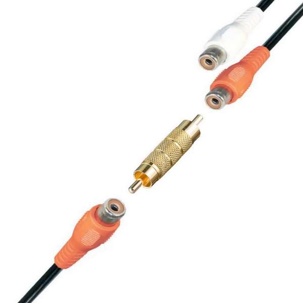 Cinch [RCA] Verbinder, Adapter männlich: Stecker auf Stecker; vergoldet