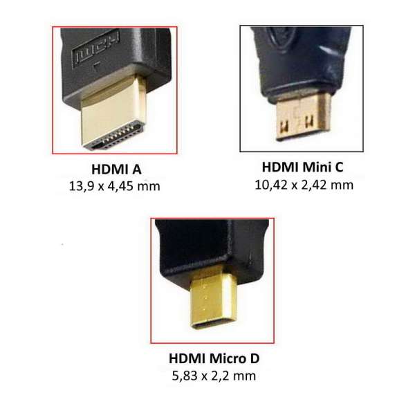 HDMI Micro Adapter: Standart HDMI Buchse auf HDMI Micro Stecker (5,83 x 2,2 mm)