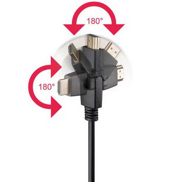 3 m HDMI Winkel-Kabel High Speed, gewinkelt, schwenkbar, knickbar, drehbar