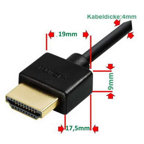 1,5 m HDMI Kompakt-Kabel, extra dünn, kurze Stecker, High Speed, UHD, 4K / 60Hz