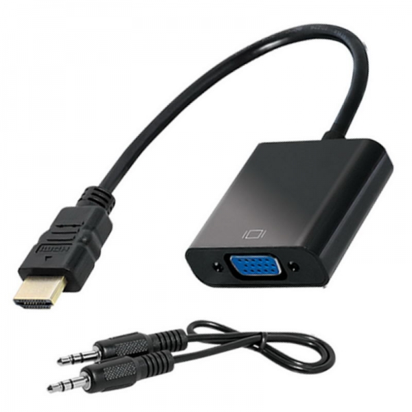 HDMI zu VGA Adapter-Kabel 20 cm, Konverter mit Audio und Klinke-Kabel