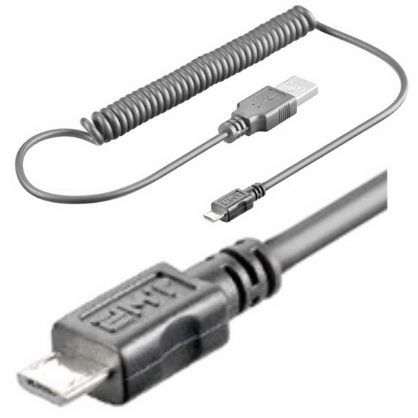 1,0 m Micro USB Spiral-Kabel [Datenkabel, Ladekabel]; für Handy, Tablett