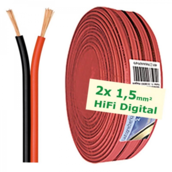 100 m (2x 50 m) Lautsprecher-Kabel 2x 1,5 mm² rot-schwarz; Boxenkabel [€0,27/m]