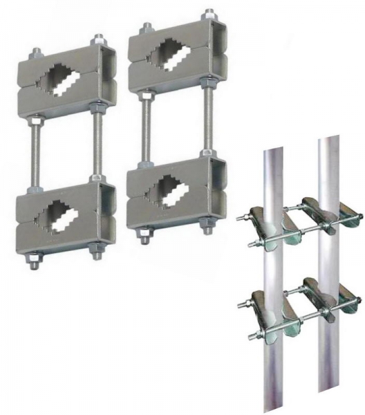 Doppel-Schellen für Mast an Mast-Montage, Set mit 4 Schellen-Paaren