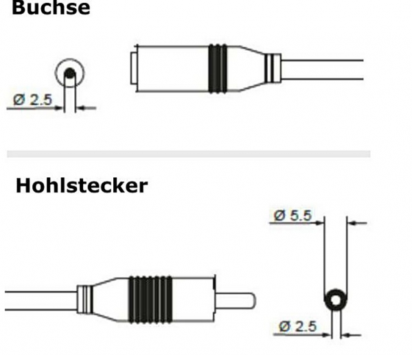 10 m DC Netzteil - Verlängerungskabel; 5,5 x 2,5 mm; Hohlstecker auf Buchse