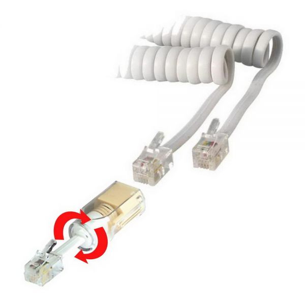 4 m Telefonhörer Kabel Spiralkabel universal mit Flex-Verdrehschutz; auch VoIP