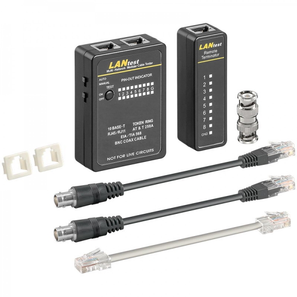 CAT-Netzwerk-ISDN-BNC Tester /Leitungstester mit Tasche und diversen Adaptern
